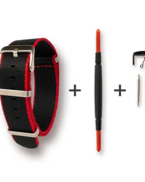 KIT CORREA NATO NEGRA ROJA 20MM